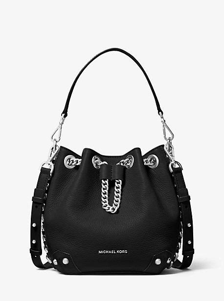 Alanis Small Pebbled Leather Bucket Bag 